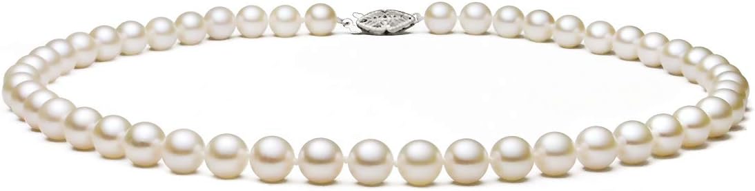 PremiumPearl 5.5-6mm Cream Freshwater Cultured Pearl Necklace for Women AAAA Quality with Sterling Silver Clasp