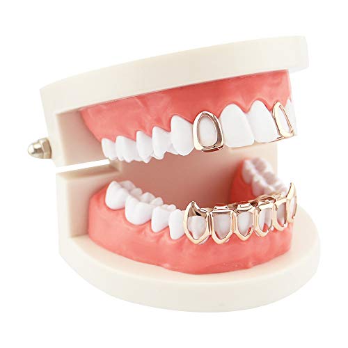 Grillz dentales Hip Hop con baño de oro 18K, 8 piezas miniatura 3
