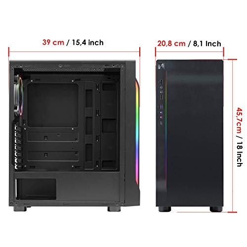 EMPIRE GAMING – Case PC Gamer MX5 PRO ARGB Mid-Tower ATX – Pannello Frontale Incurvato LED RGB direzionabili e Pannello Laterale in Vetro temperato – 1 Ventola LED RGB direzionabili 120 mm