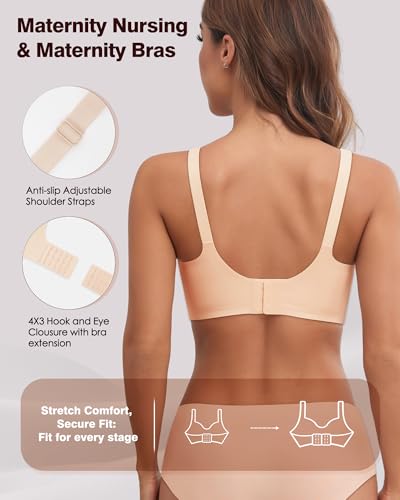 Image of As Fairy Seamless Nursing Bras for Breastfeeding Soft Wireless Sleep Maternity Bralette Regular and Plus Size