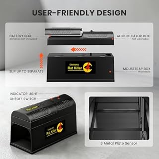 MINENICE Trappola per Topi Elettrica, Versione Trappola Elettrica per topi 6000-8000 V, Alta Tensione per Uccidere i topi all'istante, Trappola Topi Elettrica Interno, per una casa senza parassiti