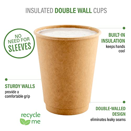 Image of Restaurantware 16-Ounce Disposable Cups, Pack of 500 Double Wall Hot Cups - Lids Sold Separately, Rippled Wall and Kraft Paper Insulation, Ideal for Serving Coffee, Hot Chocolate, Tea, and More