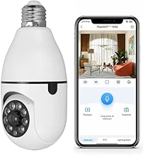 Câmera Com Lâmpada WiFi Câmera de Segurança Com Lâmpada 360 1080p Câmera Sem Fio HD para Segurança Doméstica Com Alarme de Detecção de Movimento, Conversa Bidirecional, Trabalho