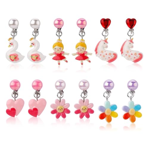 COYUN 6 Pares Pendientes Clip Niña Colgantes De Colores, Resina