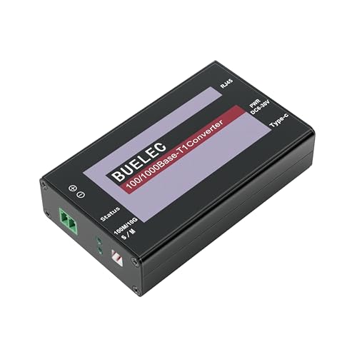 BUELEC 100/1000Base-T1-TX-E Automotive Ethernet Media Converter - 1Gbps T1 to RJ45 Adapter, Marvell 88Q2112 + RTL8211FI, Terminal Block + TE MATEnet/HMTD Adapters, Type-C/DC Power