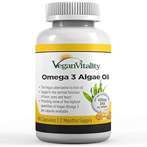 Vegan Omega 3 algenolie – algenolie capsules – 400 mg DHA per capsule, 60 Omega 3 algenolie capsules, Omega 3 capsules…
