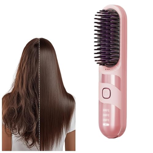 GuiMemi Go Brush Pro 2026 Cordless Hair Straightener Comb Brush - 300M Negative Ions, USB-C Fast...