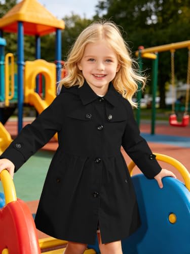 Image of Cromoncent Girl's Rain Jackets Waterproof Hoodie Trench Coat Cute Dress Coat Outerwear, 3-12 Years