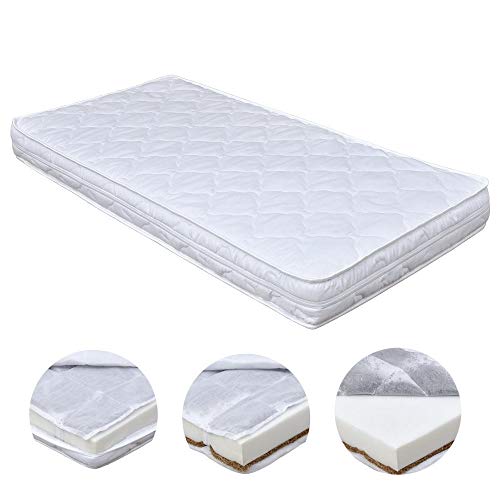 Baby Delux Matratze Kokos Buchweizen 70x140x9 cm für Babybett Kinderbett Babymatratze Kindermatratze Cover