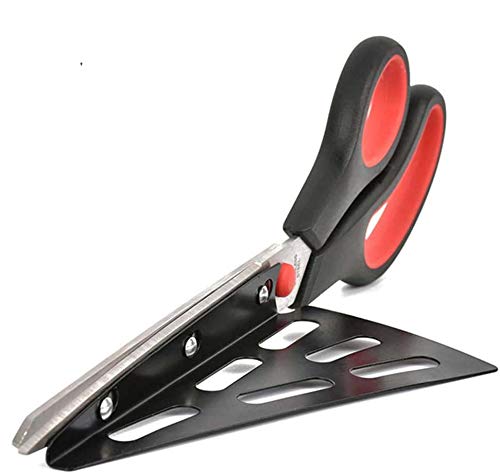 New 2 in 1 Pizza Scissors Cutter Slicer with Tray Divider Food Serving Tool 31cm