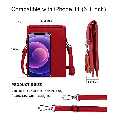 seOSTO Womens Small Crossbody Bag, Tassel Cell Phone Purse Holder Wallet