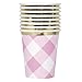 Unique 74906 Pink 1st Birthday Gingham Paper Cups 8 Pcs