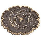 TEHAUX Espejo De Cobre Chino Doble Dragón y Bolitas 85mm Diámetro, Decoración De Exorcismo y Bendición para Colgar En Pared, Adorno Tradicional para Estreno De Casa y Hogar
