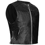 PAULGOS Lederweste Weste Kutte Leder Biker Rocker Motorrad Clubweste Bikerweste Motorradweste Schwarz BW9 (Schwarz, 6XL)