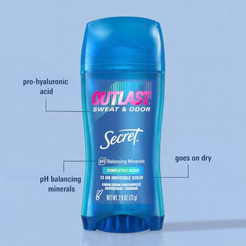 Image of Secret Outlast Completely Clean Scent Women's Invisible Solid Antiperspirant & Deodorant 2.6 Oz