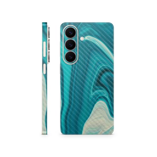 Carbon Fiber Phone Skin Compatible with Samsung Galaxy S26 - Aqua Swirl - Premium 3M Vinyl Protective Wrap Decal Cover - Easy to Apply | Crafted in the USA by MightySkins