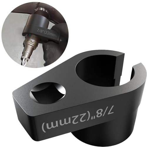 Sguuuwt Offset O2 Sensor Socket 7/8-Inch (22mm) 3/8-Inch Drive Slotted Wire-Saver Design 50BV30 Alloy Steel with Black Oxide Finish Universal Oxygen Sensor Removal Tool for Most Vehicles