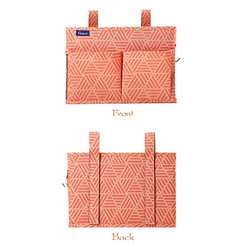 Surblue Bedside Caddy Hanging Bed Organizer Storage Bag Pocket for Bunk and Hospital Beds Small-Orangeplaid - Image 2