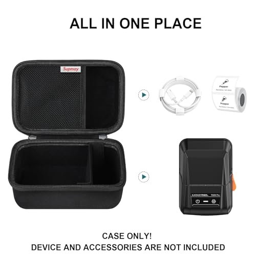 Supmay Hard Carrying Case for SUPVAN T50M Pro Bluetooth Label Maker Machine, Inkless Labeler Storage Travel Holder fit Label Tape, Charging Cable, User Manual, Black by Supmay - Used condition - Image 2