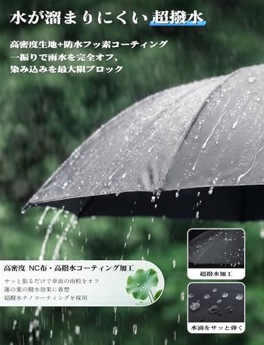 Mountsafe 逆折り式12本骨 ワンタッチ自動開閉 超大サイズ折りたたみ傘