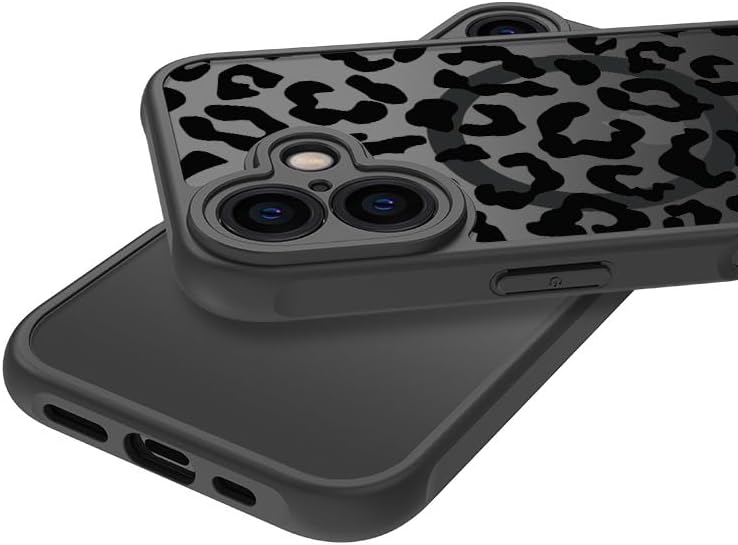 for iPhone 16 Pro Magsafe Case, Magnetic Black Leopard Design Cute Soft TPU Shockproof Protective for Girls Women Phone Cover - Image 7