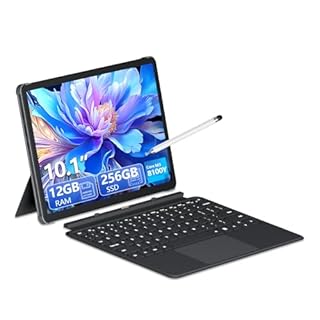 YOZISUAN 10.1" 2 in 1 Tablet/Laptop Computer, 12GB RAM+256GB SSD, Touchscreen Laptops with Stylus and Keyboard, M3-8100Y Processor(up to 3.40GHz), Backlit Keyboard,WiFi 5, BT 5, HDMI, Dual Camera