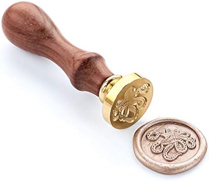 VOOSEYHOME Cute Octopus Wax Seal Stamp with Rosewood Handle Decorating on Invitations Snail Mails Envelopes Sealers Letters Gift Packing Books for Halloween Birthday Themed Parties Signatures