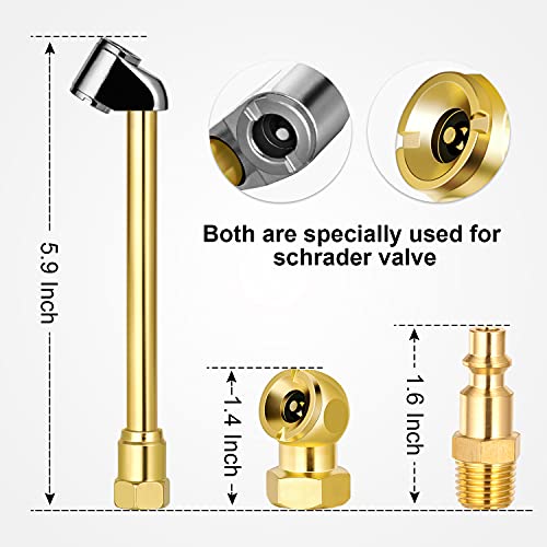 2 Way Connection Heavy Duty Air Chuck Set-1/4 Inch Female Npt Closed Ball Tire Chuck, Dual Head Air Chuck And Standard Male Quick Plug, Tire Air Fill Kit For Tire Inflator Gauge And Air Compressor #TOP1