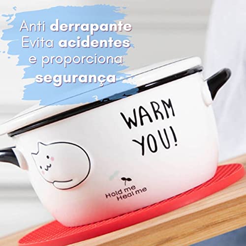 Descanso De Panela Redondo Em Silicone Antiaderente Resistente 17,5cm (Preto)