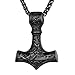 Richsteel Martillo de Thor Colgante Collar Vikingo Mjolnir, Color Negro