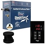 STEAMSPA 9kW Steam Sauna Generator Sentry Series 240V Steam Generator with Touch Screen, Steamhead, Built-in Steam Shower Auto Drain, ACU Quickstart Steam Bath Generator (Black)
