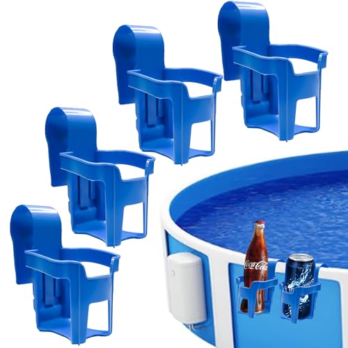 Pool Cup Holders,4 Pack Poolside Cup Holder Above Ground Pool Accessories, Fits 2 Inch or Less Round Top Bar,Pool Drink Holders for Drinks Above Ground