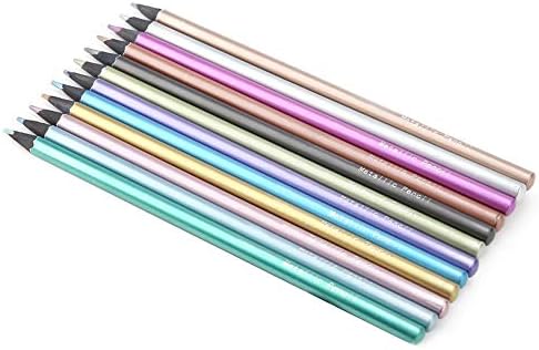 Colored Pencils, Art Premium Coloring Pencils Pack of 12 Colors Metallic Non-Toxic Colored Pencils Set for Coloring Books