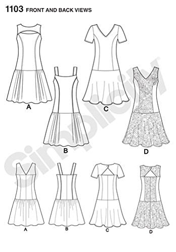 Patron Simplicity S0372 robe petite taille variations corsage et jupe H5