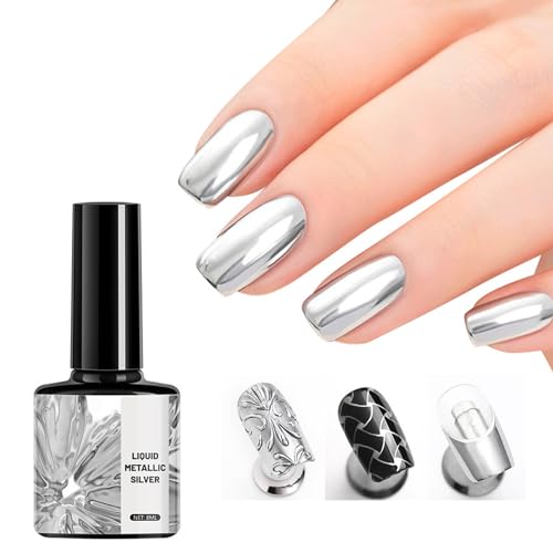 Metal Gel Nail Polish - Mirror Silver Metallic Nail Art - 3D Metal Painting