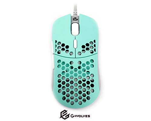 G-Wolves Hati HT-M 3360 Ultra Lightweight Honeycomb Shell Wired Gaming Mouse up to 12000 cpi - 6 Buttons - 2.18 oz (61g) (Vista Blue)