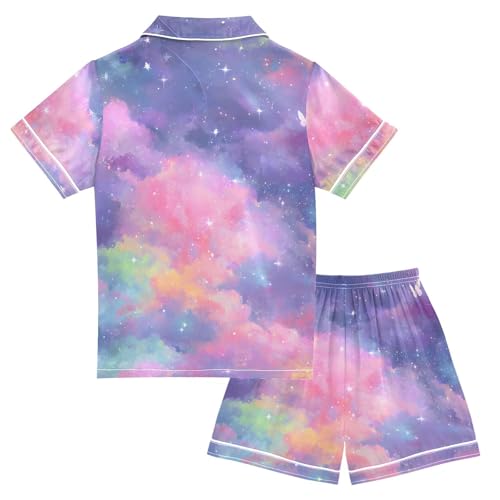 Colorful Clouds Light Spots Pajamas Set Soft Pjs Sets 2 Piece Short Sleeve Sleepwear Casual Loungewear2