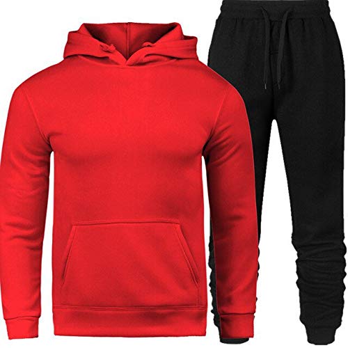 Conjunto Moletom Masculino Blusa Vermelha com Calça Masculina Preta