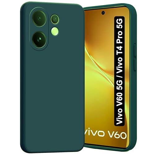 Image of SBMS Silicone Back Cover Case for Vivo V60 5G /V60e 5G /T4 Pro 5G | Soft Micro-Fibre Lining Inside | Camera Protection Bump | Shockproof Back Cover Case for Vivo V60 5G (Candy Cloth Green)