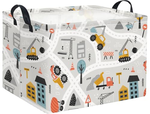Image of Rectangular Baby Kids Storage Basket for Home Kitchen Girls Cute Storage Bin Organizer Shelf Book Room Decor(Car)