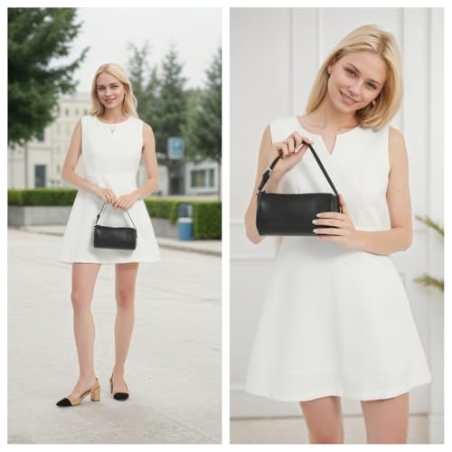 Image of Genuine Leather Barrel Purse Small Top Handle Bags for Women Cylinder Purses Hobo Bag with Adjustable Strap