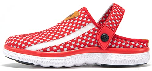 Garden Clogs Mens Womens Garden Shoes Arch Support Summer House Slippers Sandals Breathable Slip On Home Shoes Indoor Outdoor Mule Red, 10.5 Women/9 Men, Lable Size 42 #TOP2