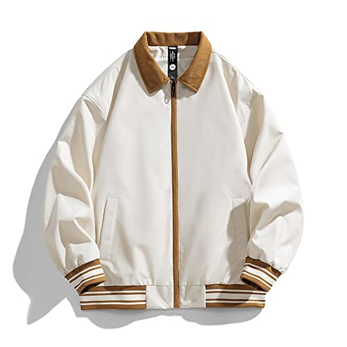 Veste bomber surdimensionnée streetwear grande taille XXL blouson pilote beige zippé Youllyuu
