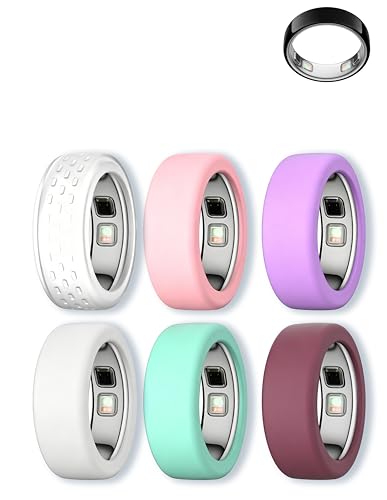 WUNIAK 6���p�b�N �V���R���J�o�[ Oura Ring 5�p �\�t�g ���h�~ �X�}�[�g�����O�v���e�N�^�[�X���[�u �y�ʃ����O�K�[�h S (�T�C�Y 6-9) �z���C�g+�o�[�K���f�B+�N���A+�s���N+�p�[�v��+�~���g�O���[��