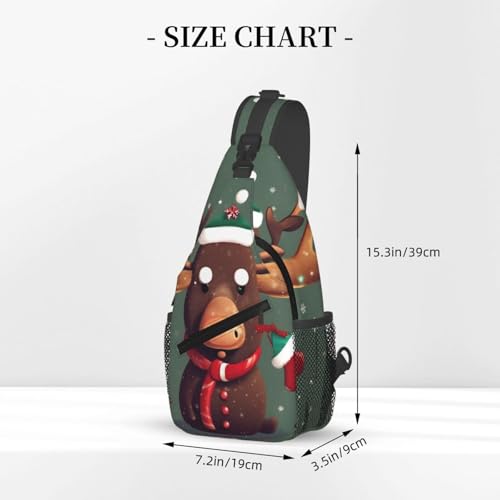 Mochila Bandolera con Estampado de Alce Navideño Unisex miniatura 3