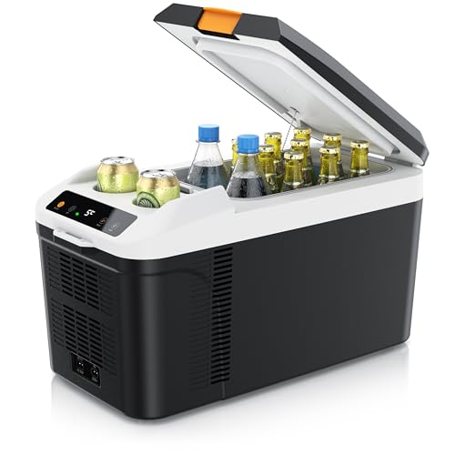 Brandson - Kfz Kühlbox elektrisch 14L – 230 V Netzspannung und 12 V KFZ Bordspannung – kühlt und wärmt – Heizen max. 65°C – Herabkühlen ca 20°C unter der Umgebungstemperatur - Auto Wohnmobil Boot