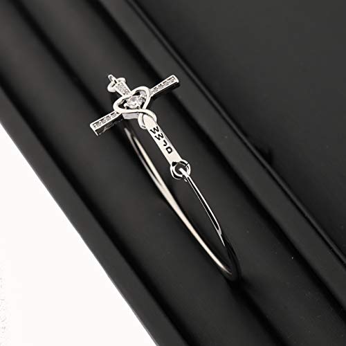 MYOSPARK Christian Bracelet WWJD Love Heart Infinity God Cross Bangle Bracelet Religious Jewelry Gift 5