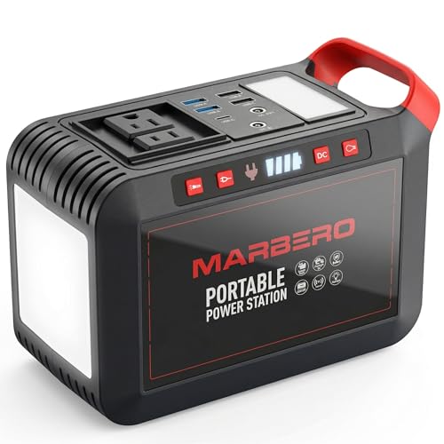 MARBERO 200W Portable Power Station 148Wh Camping Solar Generator Laptop Power Bank with AC Outlet 110V, DC, USB QC3.0, LED Flashlights for CPAP Home Outdoor Trip Emergency Backup