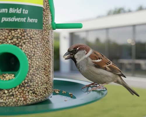 Image of Bird Feeder for Garden & Balcony (Pack of 2) | Hanging Seed Feeder with Tray | Outdoor Bird Feeding Container for Sparrows & Small Birds