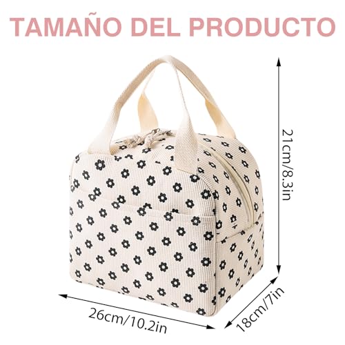 Miniatura 2 de Vegcoo Bolsa Térmica Porta Alimentos 26x21x18cm, Bolsa Impermeable Térmica Alimentos, Lunch Box Para Comida, Almuerzo, Trabajo, Viajes, Escuela Y Picnic Beige
